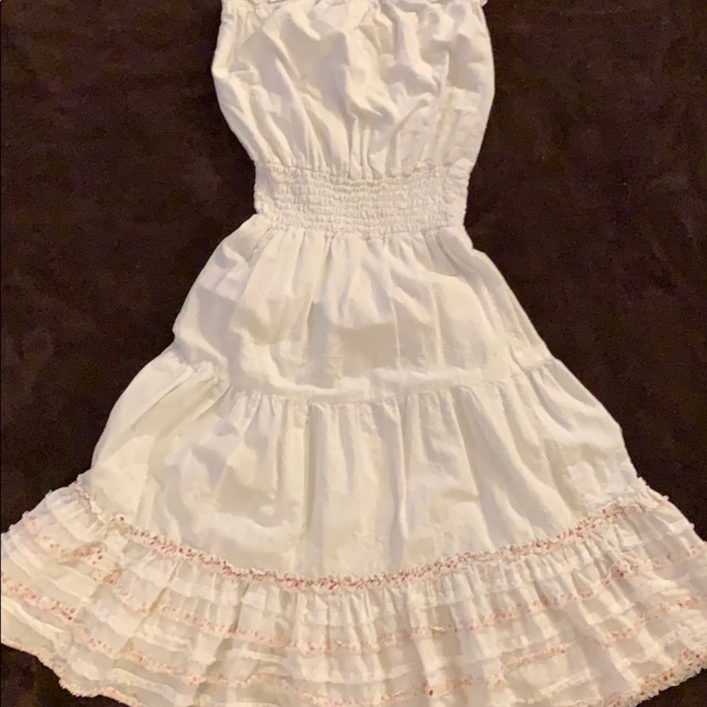 Boho Beachy White Ruffle Dress (S)